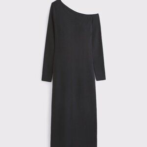 Abercrombie & Fitch One-Shoulder Black Maxi Sweater Dress EUC